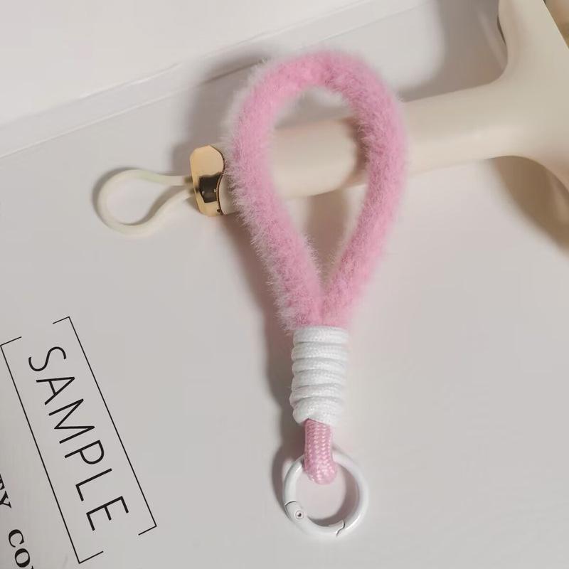 Colorful Plush Phone Wrist Strap Keychain - Anti-Lost Fashion Charm