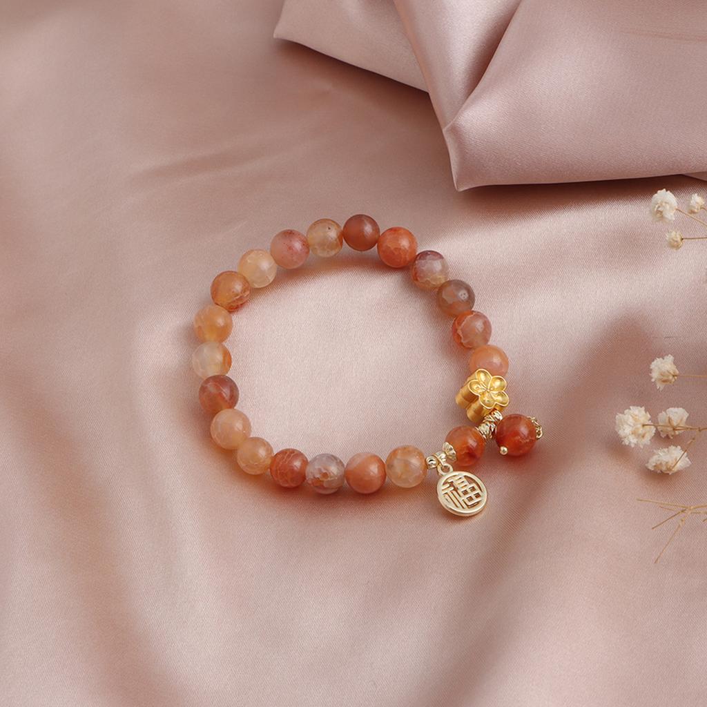 8Mm red jade jasper strawberry crystal blessing bracelet Xiaohongshu popular natural stone peach blossom jewelry