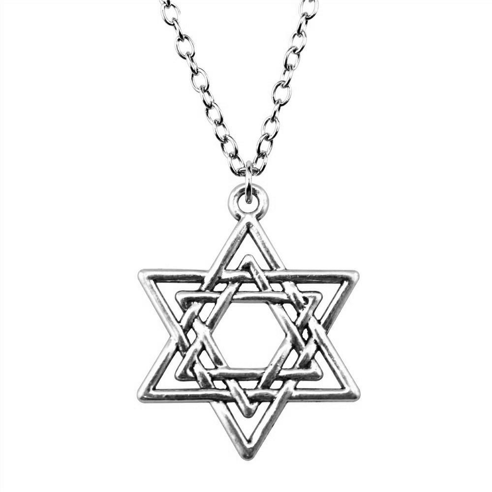 Collana Ciondolo Nodo Celtico Triquetra Stella di Davide Pendente Gioielli Vintage Boho Catena 43cm