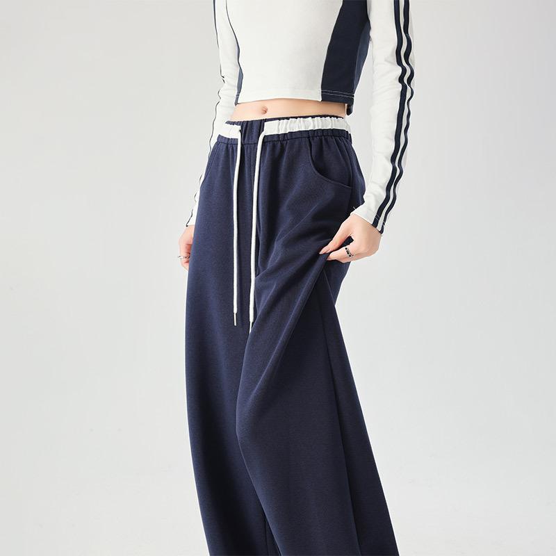 Damen Jogginghose mit weitem Bein, lockere, sportliche Freizeithose, Frühling, Herbst, Kordelzug, modisches Design, Jogginghose, hohe Taille, elastische Sporthose