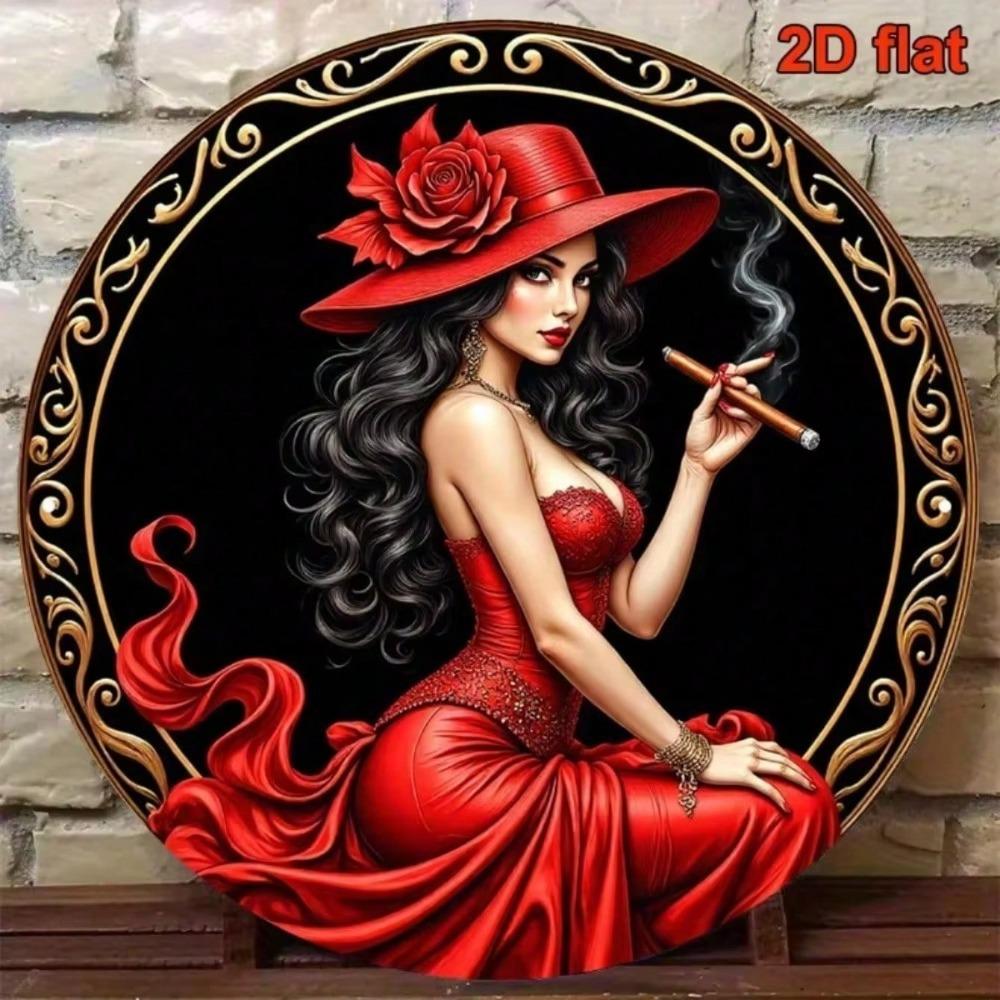 Retro Red Lady Vintage Metal Sign Wall Art Man Cave Bar Decor Rustproof Gift