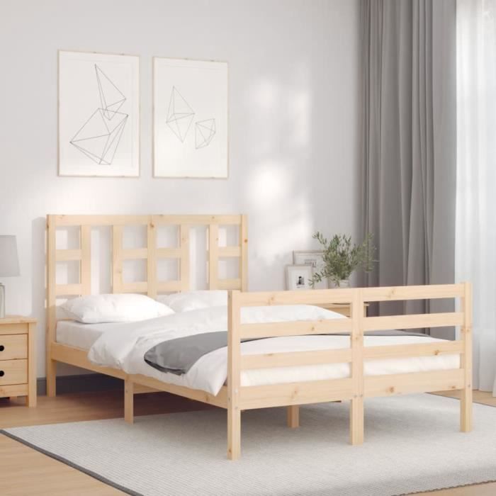 VidaXL Bed Frames with Headboard Small Double Solid Wood 3193891