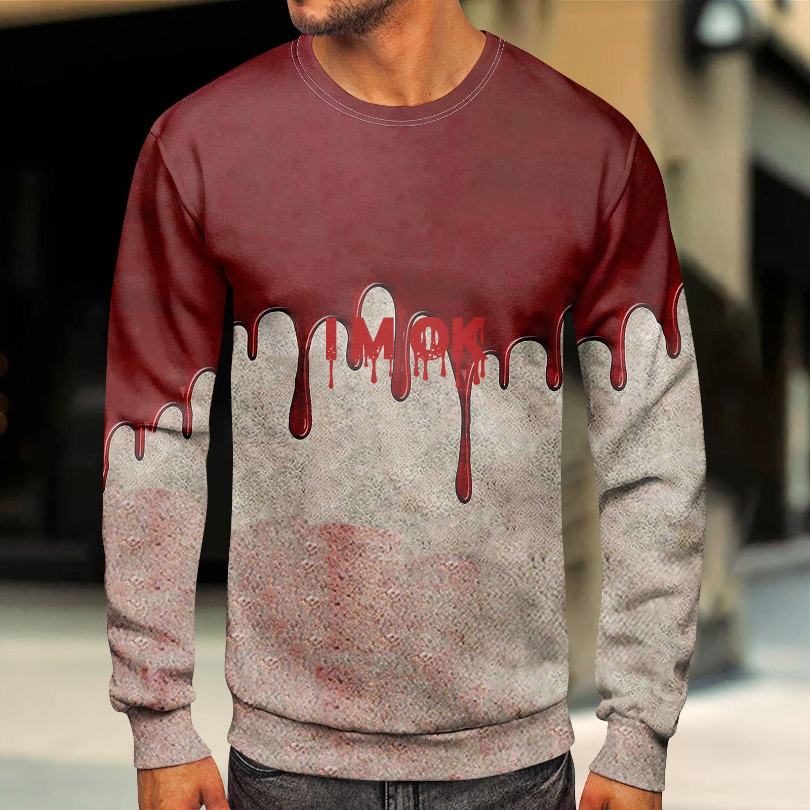 

Мужские топы с круглым вырезом, мужской повседневный модный пуловер с длинным рукавом и круглым вырезом XL арбуз красный