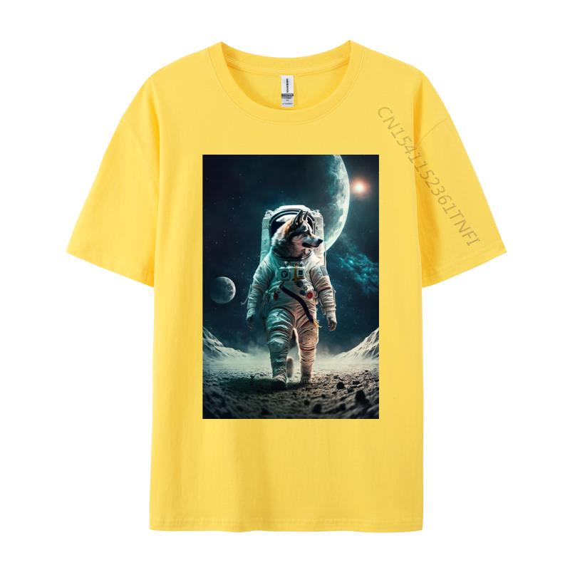 Astronaut Dog Spacesuit In Space Tshirts Pure Cotton Man Tops Shirt Tops Shirt Designer T Shirt Unique