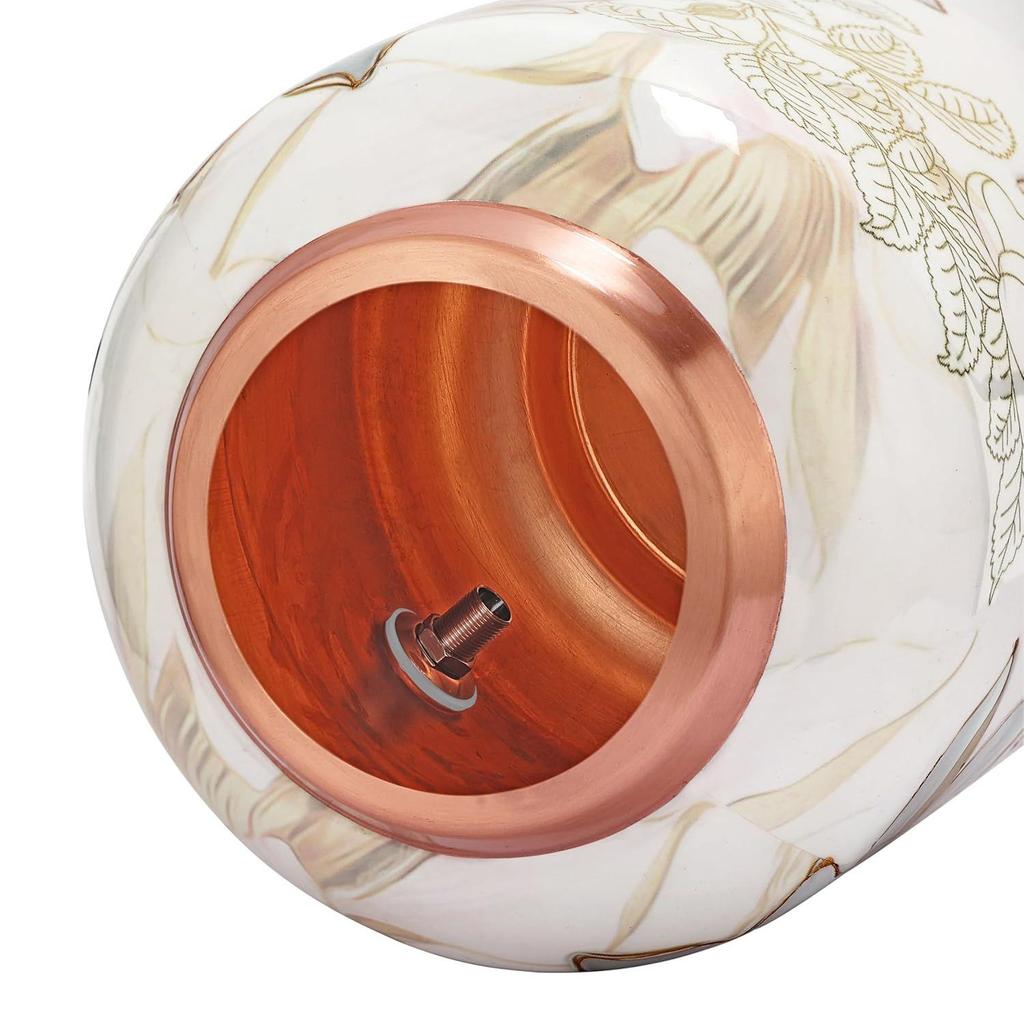 Copper Water Dispenser – 4 Litres | Meena Gold Finish | Handmade Copper Matka for Home & Office
