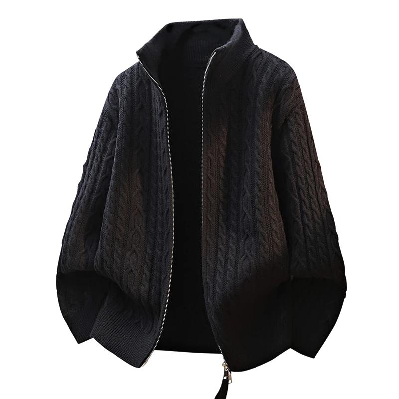 Men Knitted Cardigan Man Vintage Stand Collar Cardigan Men Oversize Loose Sweater Autumn Male Casual Sweater Korean Jackets