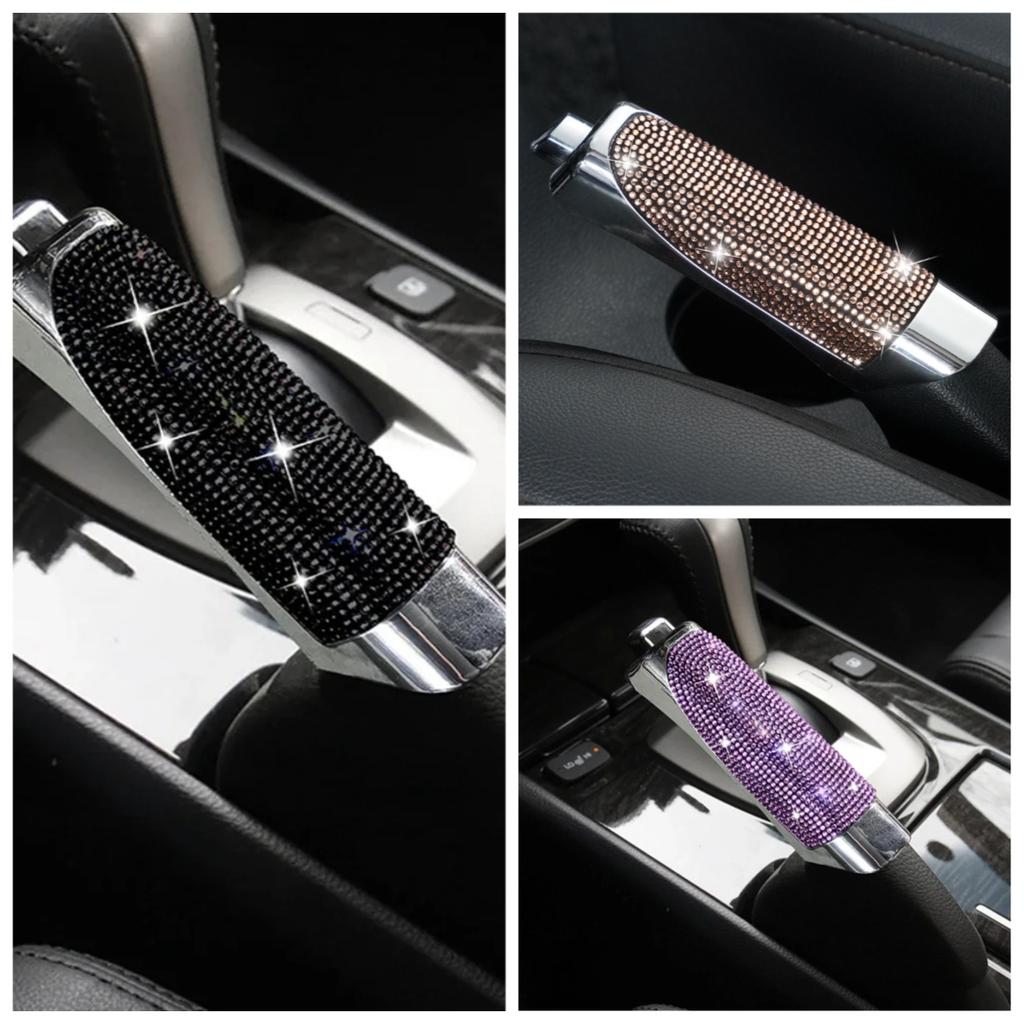 3PCS Rhinestone Car Handbrake Cover Leather Auto Anti-slip Protector Decoration Universal Diamond Car Accessories Interior