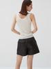 Beleudemaleu Italian Nappa Lambskin Banding Shorts