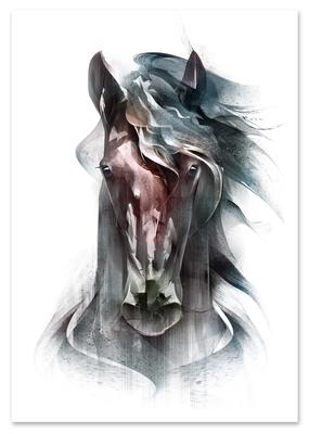 Pôster retrato cavalo cavalo marrom pintura