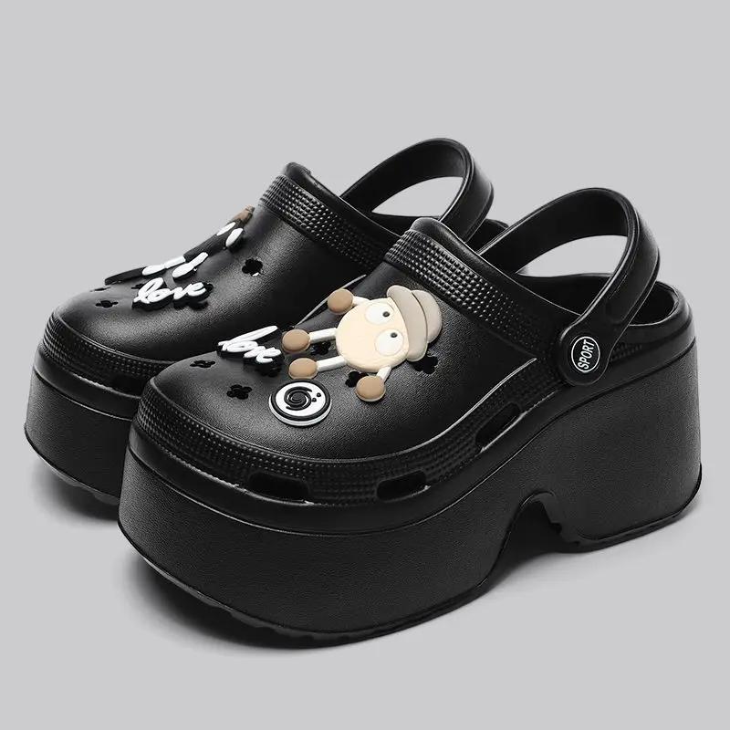Fashion Women Slippers Platform Metal Decoration Sandals Wedges Shoes Outdoor Clogs Thick Sole Slipper Ladies Flip Flops Garden Shoes