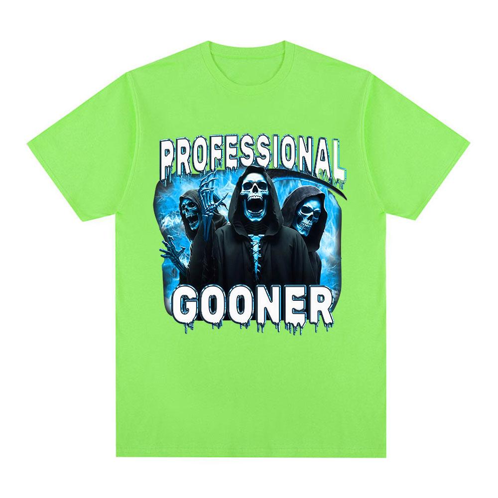 Professional Gooner Offensive Funny Skeleton Meme T Shirts Goon Sexual Joke Party Summer T-shirts Unisex Fashion Cotton Tees