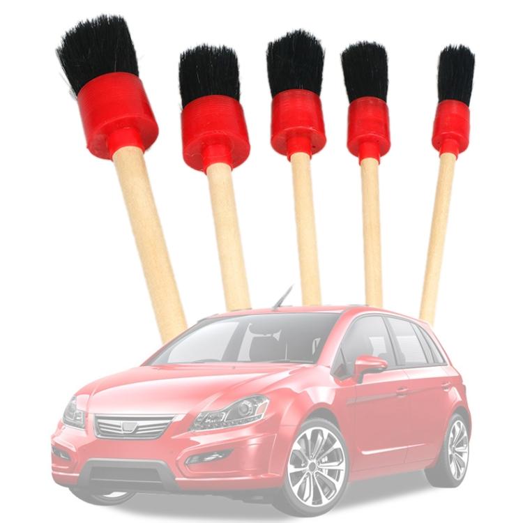 

5 in 1 Car Detailing Brush Cleaning Natural Boar Hair Brushes Auto Detail Tools Products Wheels Dashboard 5 in 1 Black чёрный