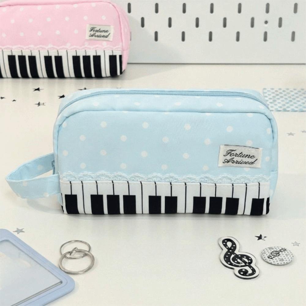 Met Handvat Piano Potloodtasje Kant Pen Tas Kawaii Stippen Potloodtasje Bureau Opberging