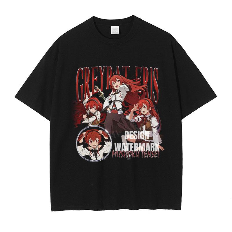 

Anime Roxy T Shirts Oversized Vintage Washed MMushoku TTensei Tshirt Manga Greyrat Eris Sylphiette Tops Tees Cotton S