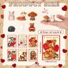 24 Sets Vintage Valentine's Day Cards with Resin Animal Figurines Mini Valentines Figures Bulk Retro Party Gifts Classroom Favors for Students School