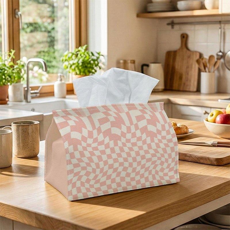 1pc Modern Wavy Grid Tissue Box Holder with Tissue Paper Organizer - Multifunctional Decorative Shelf Suitable for Home, Car, Bedside, Parties, Storag