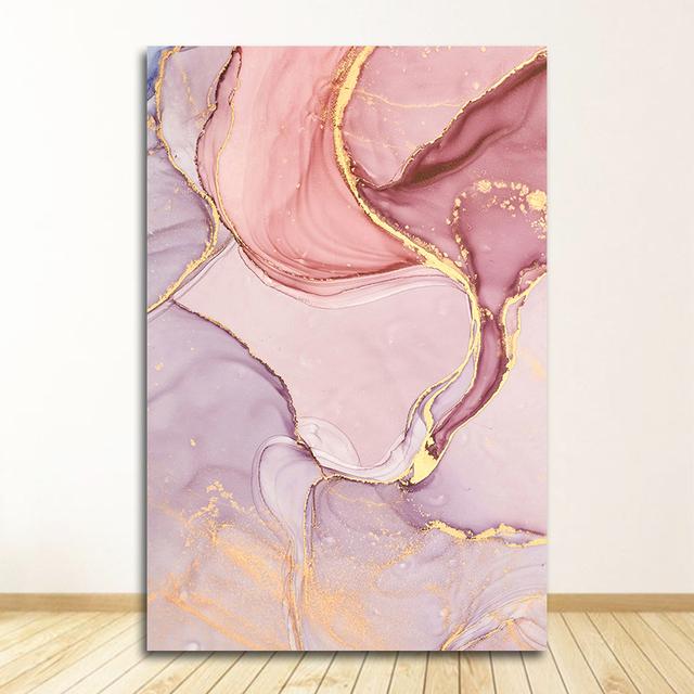 Nordic Print Scandinavian Decoration Picture Modern Abstract Beautiful Colorful Golden Petals Ink Canvas Painting Wall Art