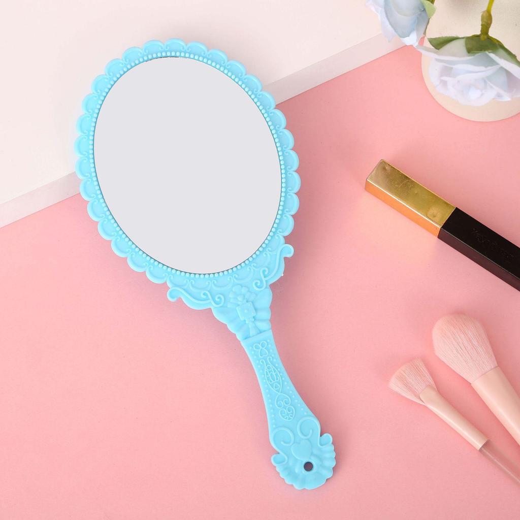 European-Style Irregular Shape Retro Handheld Makeup Mirror with Portable Handle