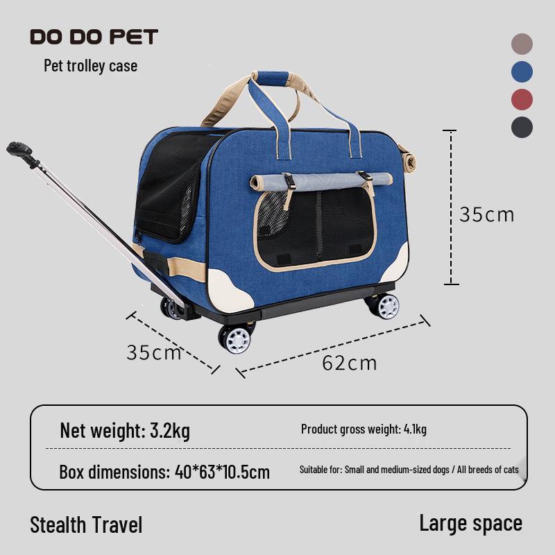 Dodopet Portable Extra Large Pet Trolley: Folding Carrier for Cats and Dogs синий