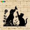 Dog Cat Metal Wall Art, Weatherproof Iron Pet Sculpture, Playful Mural for Home Wall Garden Fence Decor, Gift for Pet Owner, 1 Pc