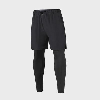 Men's Double-Layer Quick-Dry Sports Trousers: Elastic Fitness & Running Basketball Pants
