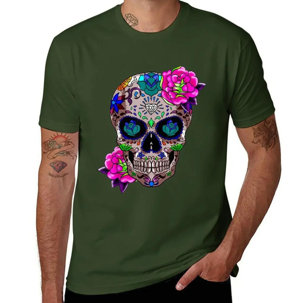 Sugar Skull Day Of The Dead Cool Bone Head Skulls Gift Idea T-Shirt Customizeds Quick-drying T Shirts Men