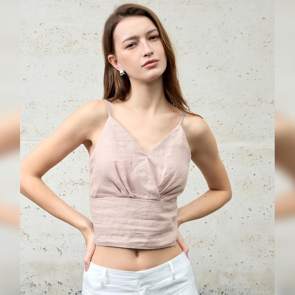 Heavy pure hemp suspender V-neck short inner and outer wear spring and summer American tube top, sexy hemp vest