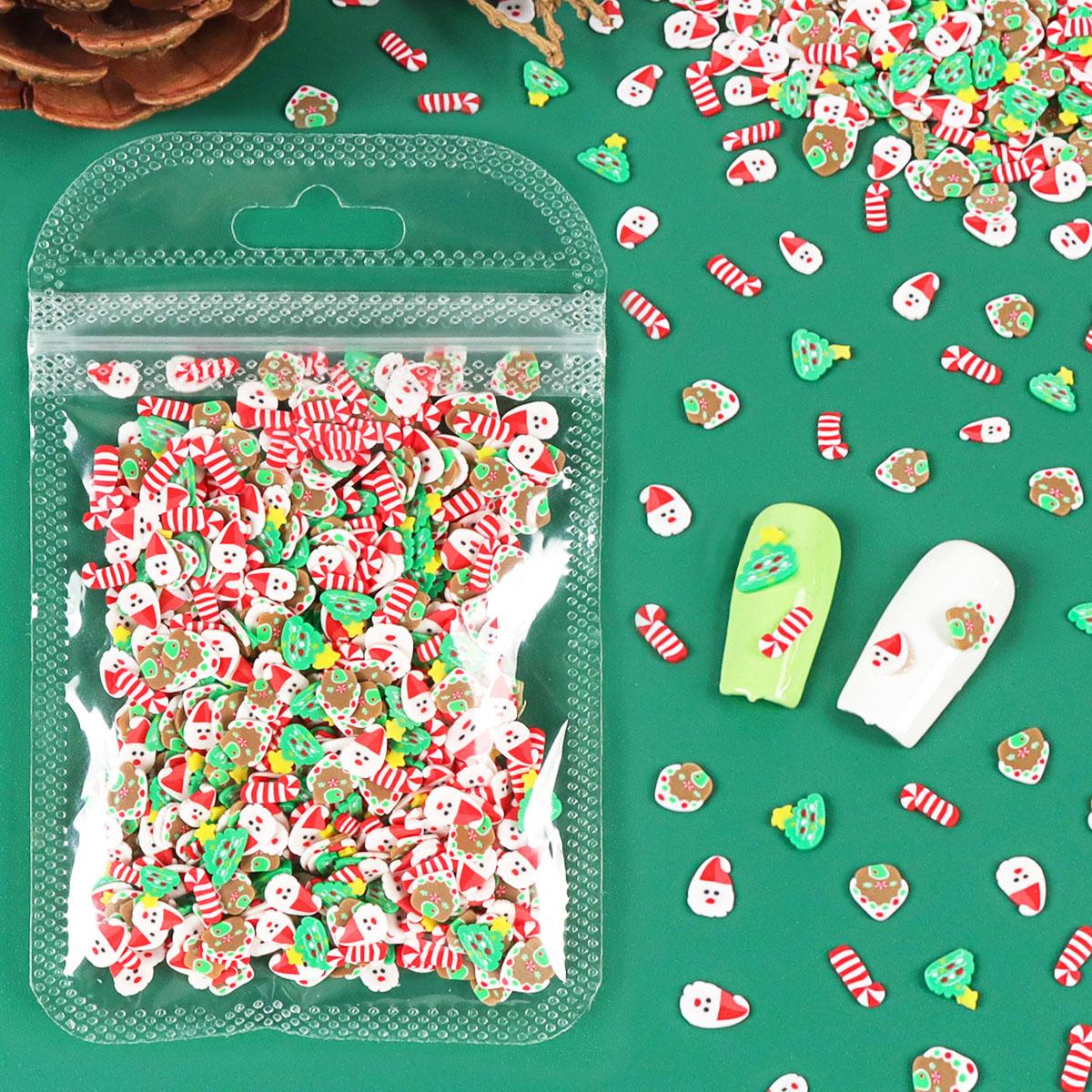 

10 г Санта-Имбирная кукла для дизайна ногтей, очаровательные чешуйки, рождественские украшения, 3D кусочки глины, принадлежности для маникюра для гелевых ногтей, аксессуары Kawaii