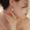 Retro Square Natural Pearl Pendant Earrings for Women's High-end Sense Colorful Abalone Shell S925 Silver Needle Earrings 2026