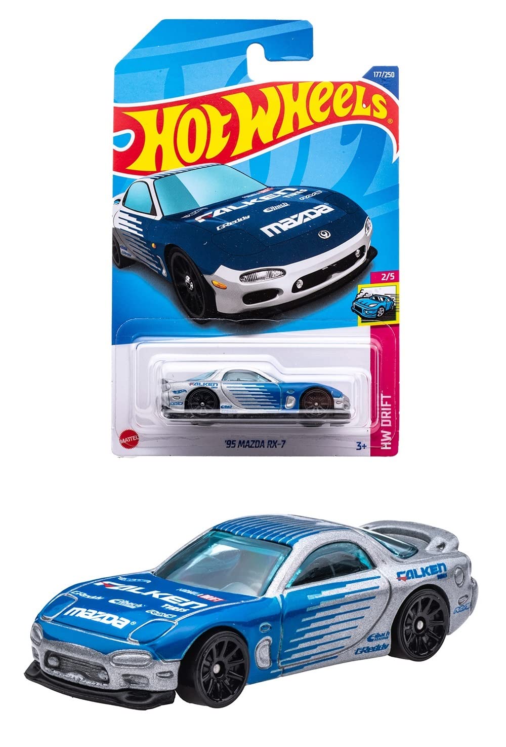 

Hot Wheels Basic Car Mazda, модель HHF73, синяя, 95 года, RX-7 [3 ~] 1/64