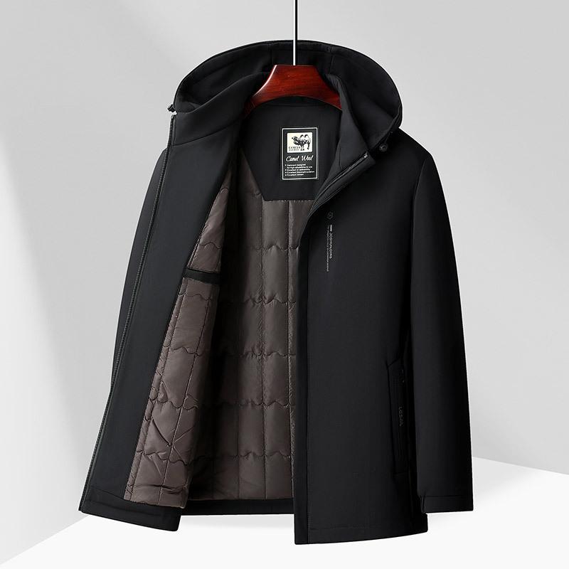 Winter Men's Padded Coat Medium and Long Hooded Middle-aged Wear Business Casual Padded Coat Men's Padded Jacket