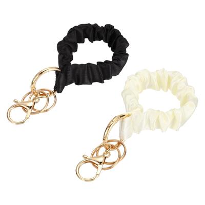 [PATIKIL] Scrunch Keychain Wristlet, Elastic Detachable Scrunch Lanyard Bracelet Keychain, Multifunctional Cute Elastic Wrist Holder for Women's Car