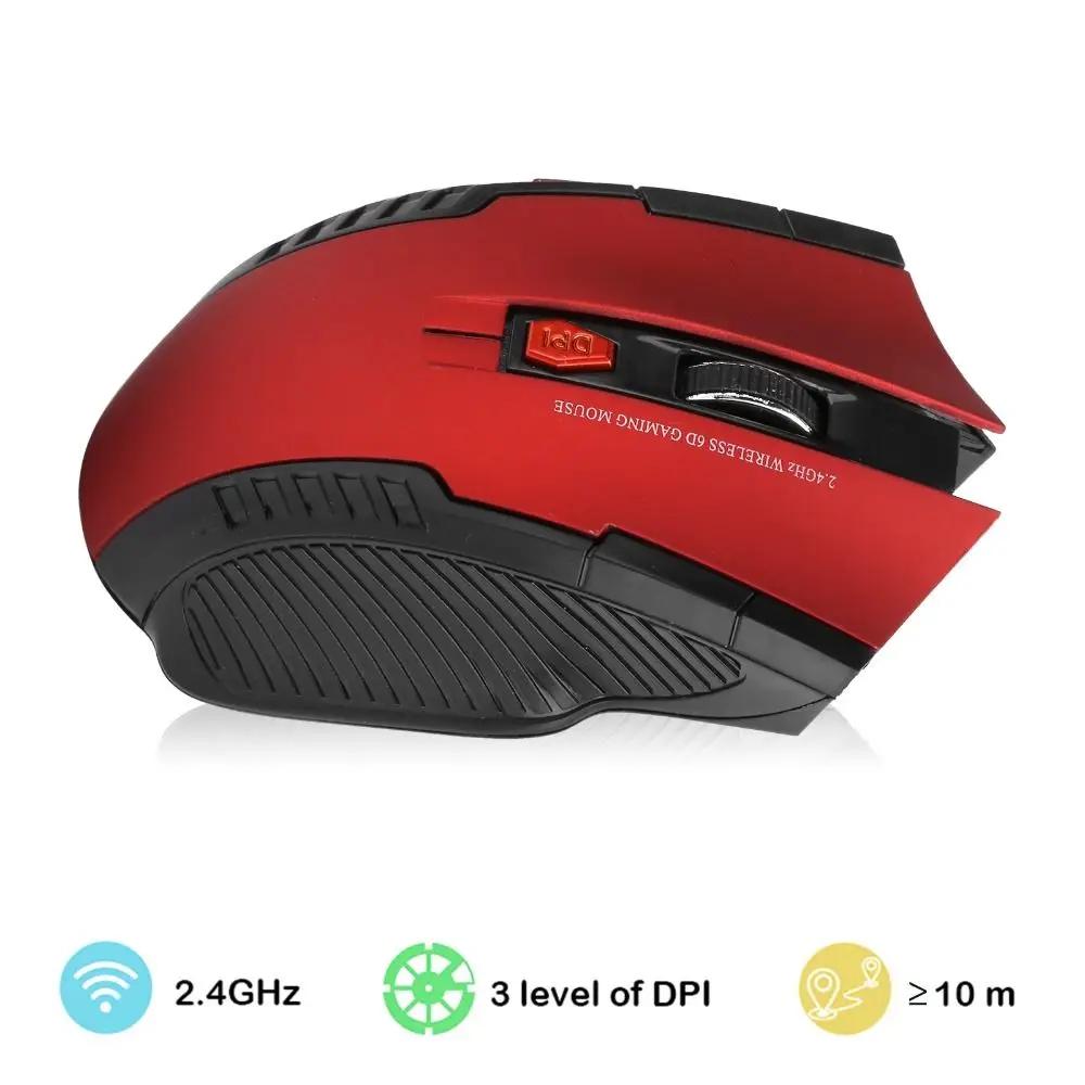 2.4G Wireless Wireless Mouse 3 Levels Adjustable 1600DPI Gaming Mouse 6 Buttons USB Receiver Ergonomic Mouse Desktop PC
