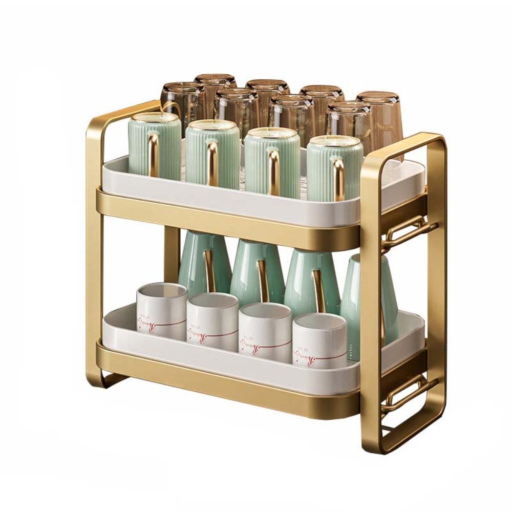 Multifunctional 2Tier Cup Organizer Large Capacity Dishwashing Rack Cup Drying Rack Thickened Carbon Steel Kitchen Cup Holder