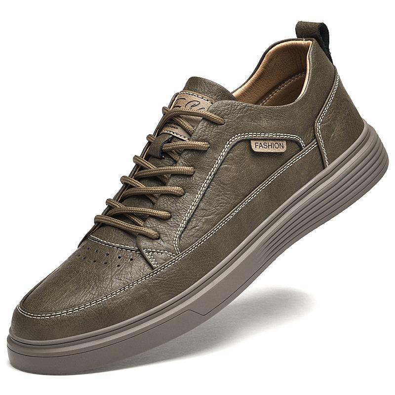 

Men s shoes breathable hollow mesh shoes British fashion cowhide foot cover soft sole sports shoes casual board shoes 38