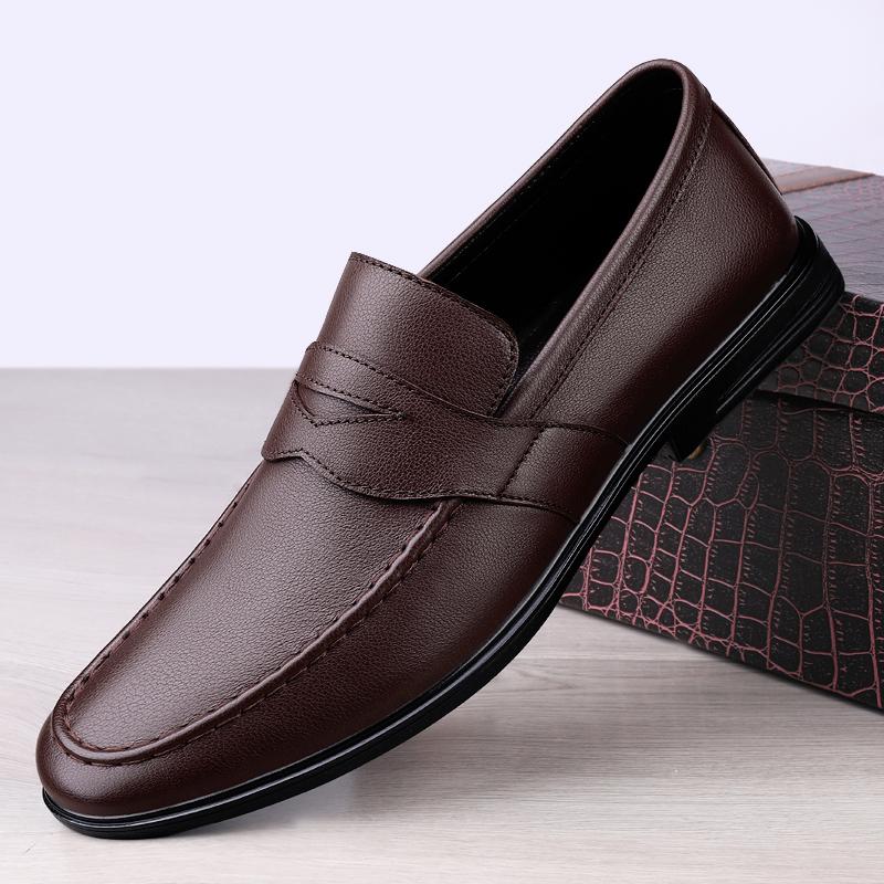 Spring Autumn Men Casual Loafers Soft Moccasins High Quality Genuine Leather Slip-on Men Shoes Black Driving Business Shoes