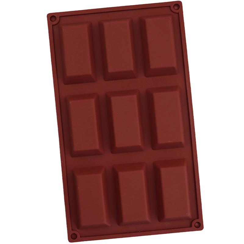 Molde de silicona para pasteles con 9 cavidades, forma de ladrillo, para galletas, chocolate, bandeja para hornear, repostería, postres y más.