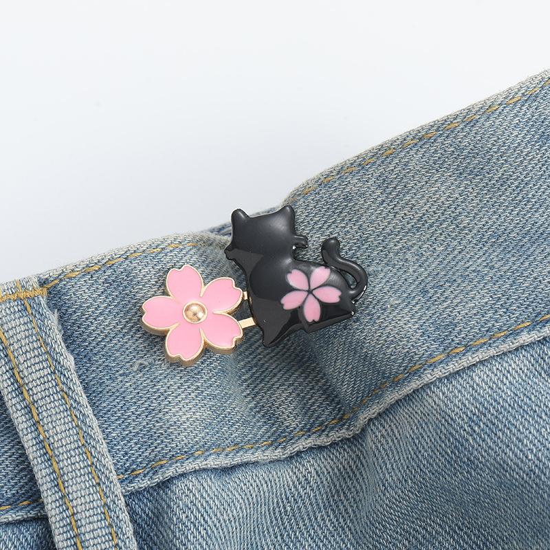 Fashion Cartoon Cherry Blossom Rabbit Waist Buckles Detachable Jeans Pants Waist Tightener Adjustable Trouser Waist Buttons A3