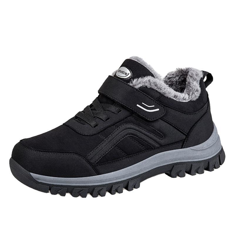 Fleece snow boots soft sole medium cotton shoes father shoes non-slip thickened sports shoes keep warm