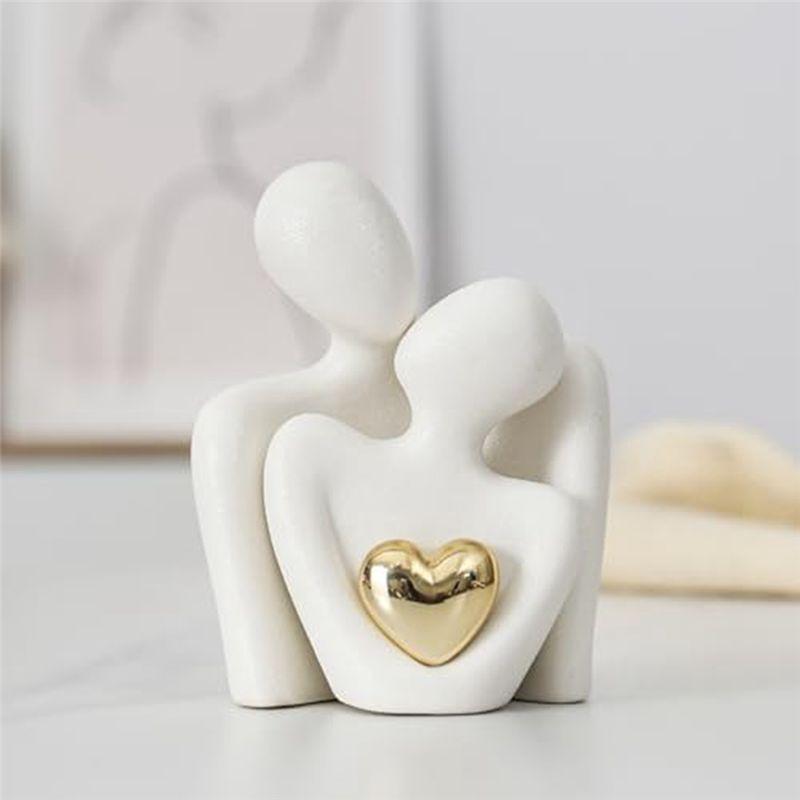 Mini Couple Statue Tv Stand Decor Home Decor Knick Knacks Couples Love Office Show Pieces White A