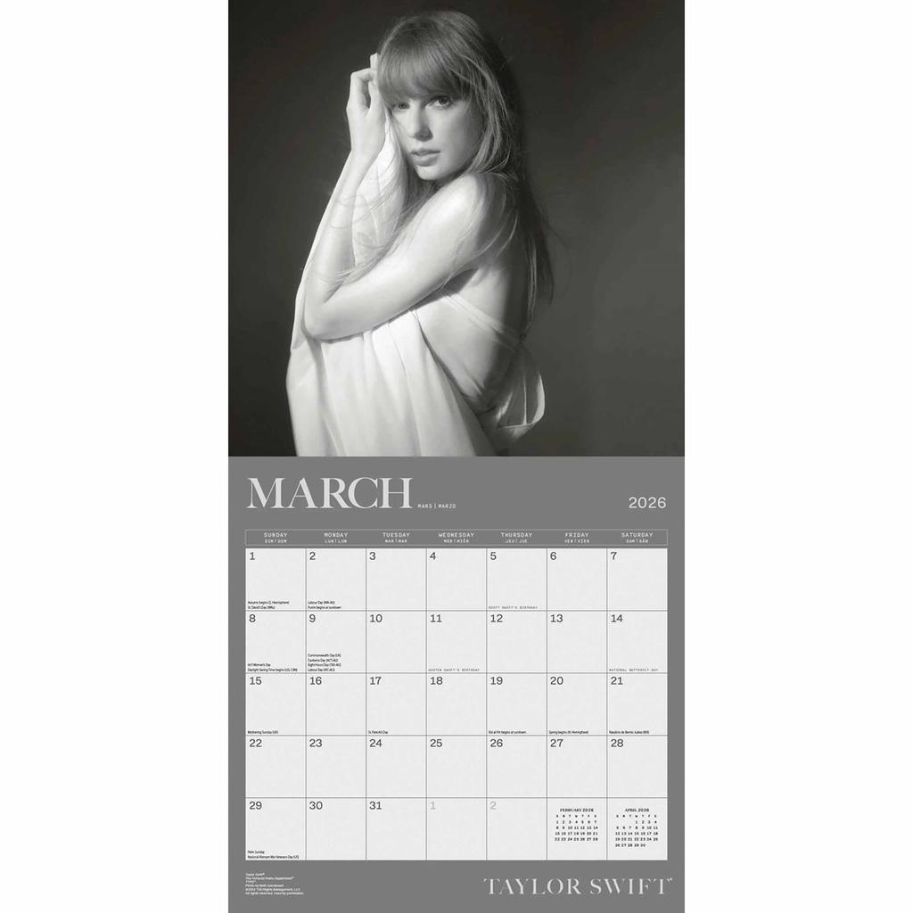 Taylor Swift 2026 Square Wall Calendar