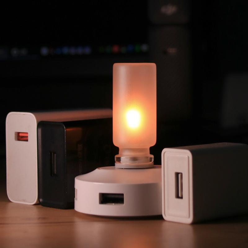 USB LED Flame Type Night Light Frosted Clear Glass Flickering Candle Decorative Touch Control Mood Lighting for Car Home Lamp