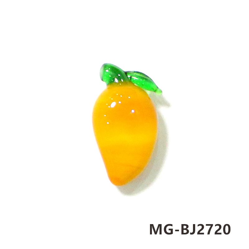 2Pcs Colorful Tiny Mango Charms Glass Pendant Cute Mini Fruits Ornaments DIY Craft Supplies Perfect Gifts for Handmade Lovers