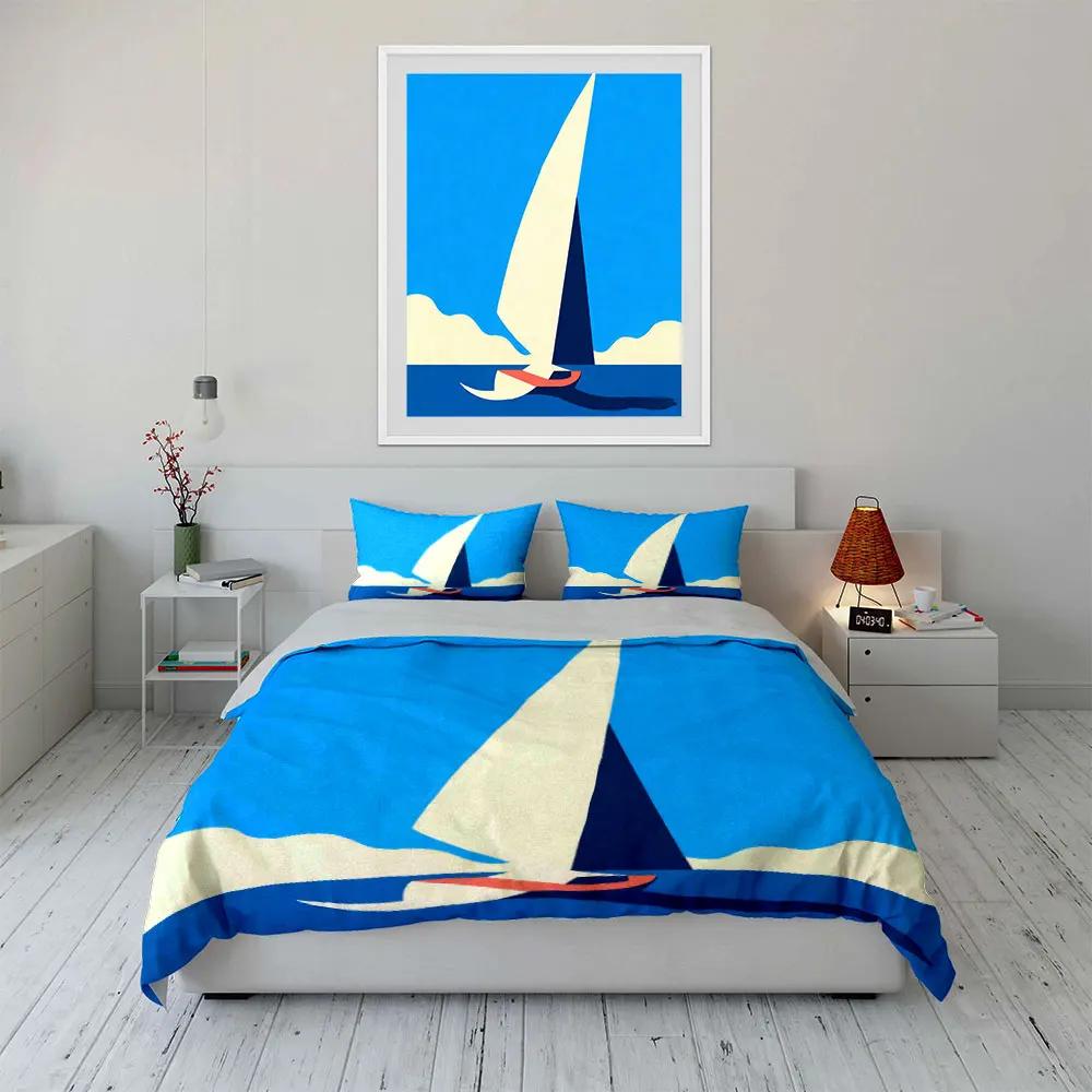 Sailboat Art Decor Set Soft Comfortable Duvet Cover Bedding Set Included 1*Duvet Cover & 2*Pillowcases Gift