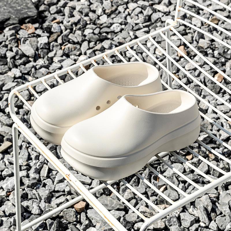 

Поварская обувь мужская и женская на толстой подошве, увеличивающая рост, с закрытым носком, тапочки из ЭВА, удобные, с мягкой подошвой, ленивые, на одном ремешке, обувь Мюли 44-45 белый