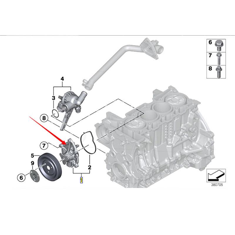A11517648827 Car Accessories Engine Water Pump 11517648827 11517550484 for F20 F21 F30 F35 F80 MINI R55 R56 R57