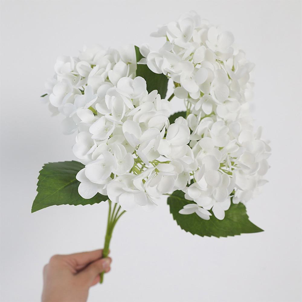 4 Heads Artificial Hydrangea Flower Realistic Faux Flowers Hydrangea Flowers Branch Outdoor Party