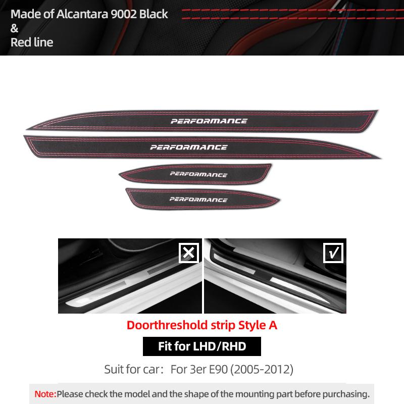 For BMW E90 2005-2012 Made of Alcantara Door Sill Trims Strip Threshold Protect Sticker Car Interior Tuning Decor Accessories