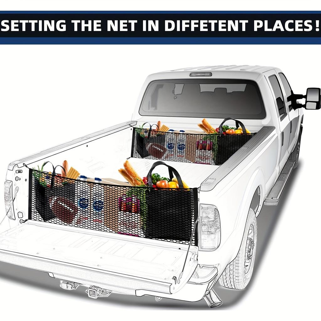 Truck Bed Cargo Net Truck Bed Storage Net Organizer Envelope Cargo Net Elastic Mesh Net For Chevy Silverado 130*45cm