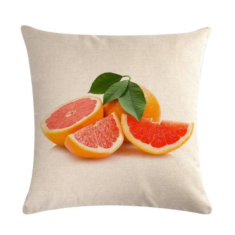 Pineapple Orange Fruit Plant Linen Pillowcase Car Seat Office Cushion Cover Living Room Sofa Decorative Pillowcase 45*45Cm
